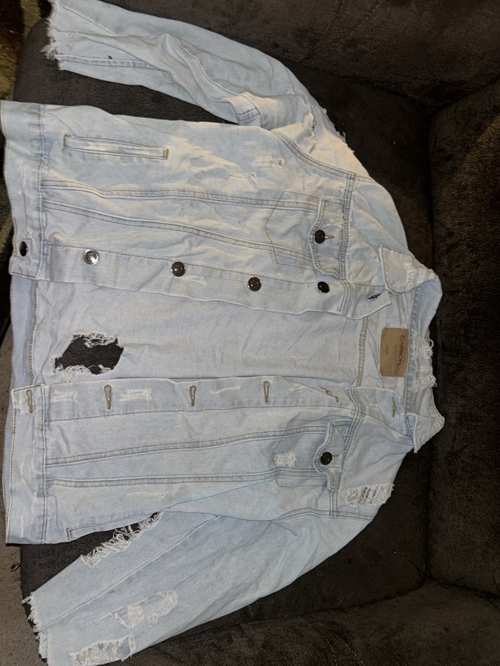 Carbon Light Blue Distressed Men’s Denim Jacket